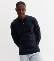 New Look Navy Long Sleeve Slim Fit Polo Jumper